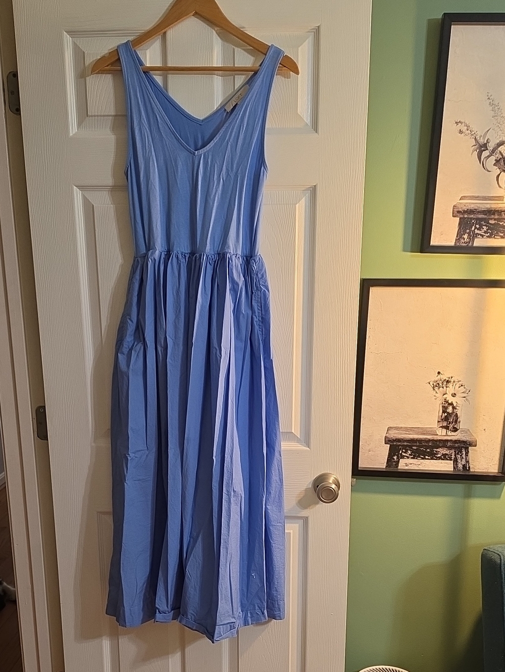 LOFT Light Blue Sleeveless V-Neck Maxi Dress